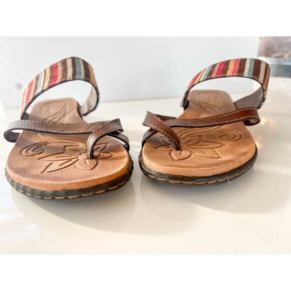 B.O.C. Gould Stripe Sandals Brown Size 9M Multicolor Stripe Strap Bohemian - Picture 3 of 7